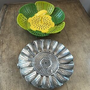 Joseph Green Yellow Collapsible Steamer Basket. Stainless Steel Steamer Set.